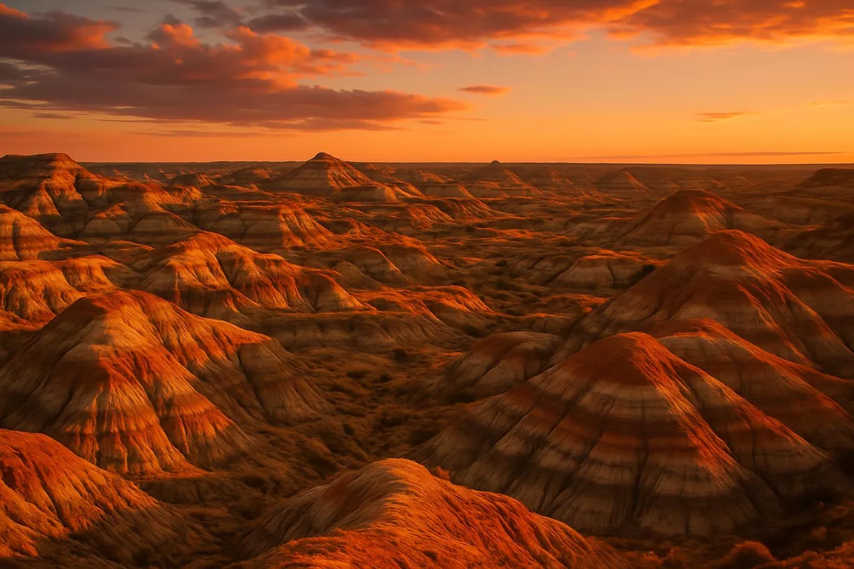 Layered Badlands landscape